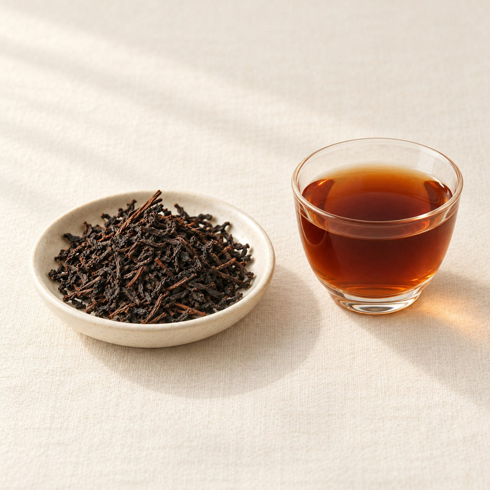 AI brewing scene concept — Tian Jian Dark Tea — Gao Jia Shan