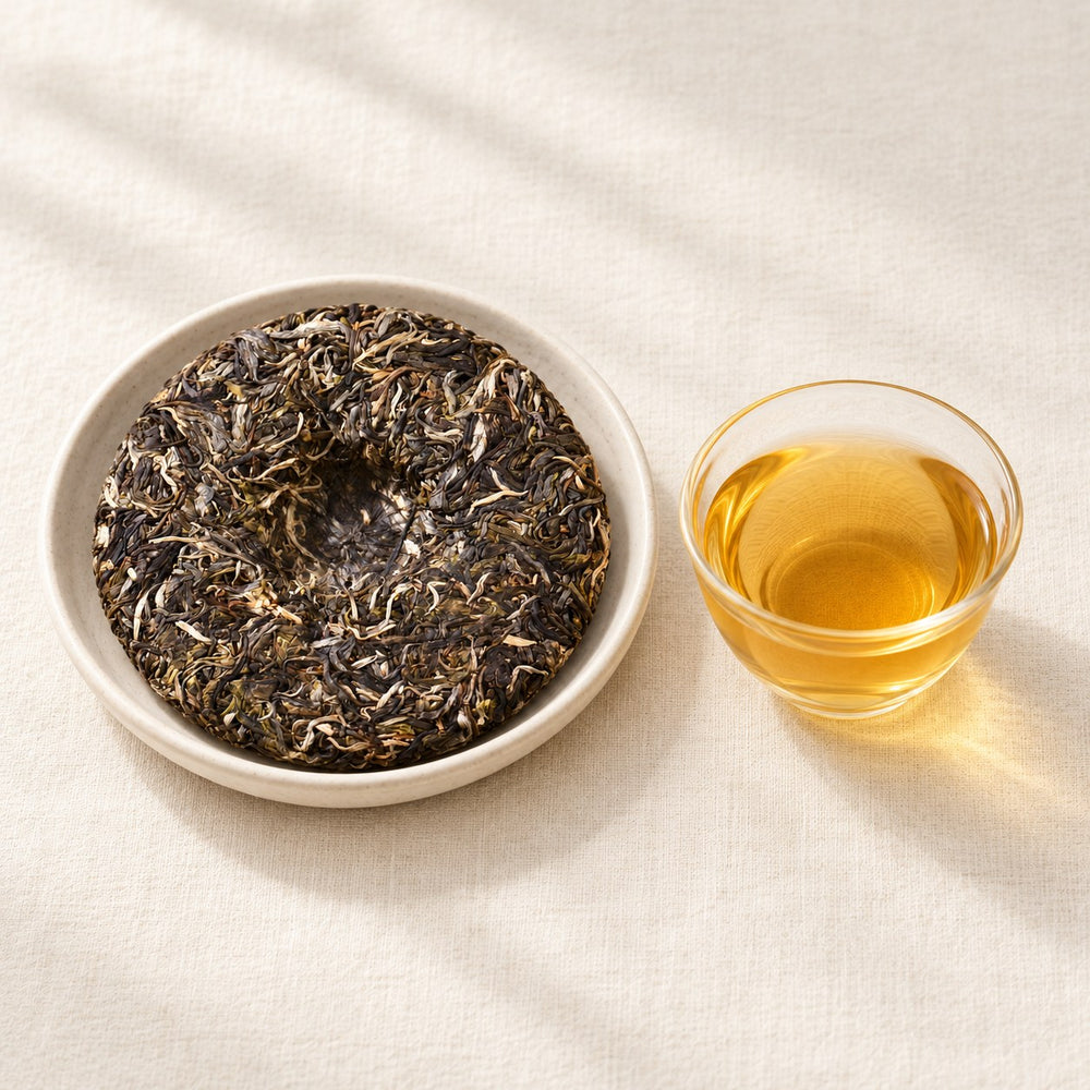 AI brewing scene concept — Raw Puer Cake — Lao Mane Village