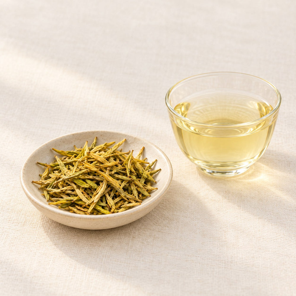 AI brewing scene concept — Anji Bai Cha Green Tea — Zhejiang