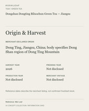 AI concept collection — origin harvest information card — Dongshan Dongting Biluochun Green Tea — Jiangsu