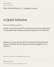 AI concept collection — brewing information card — Silver Needle White Tea — Fengqing, Yunnan