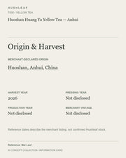AI concept collection — origin harvest information card — Huoshan Huang Ya Yellow Tea — Anhui