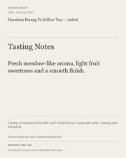 AI concept collection — tasting information card — Huoshan Huang Ya Yellow Tea — Anhui