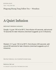 AI concept collection — brewing information card — Pingyang Huang Tang Yellow Tea — Wenzhou
