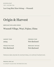 AI concept collection — origin harvest information card — Lao Cong Shui Xian Oolong — Wusandi