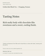 AI concept collection — tasting information card — Golden Bud Black Tea — Fengqing, Yunnan