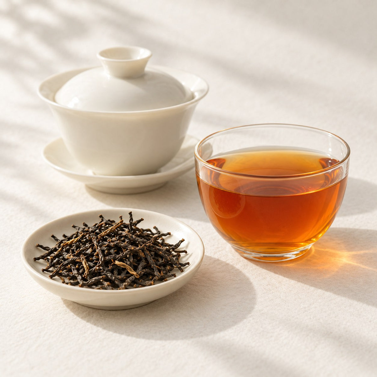 AI brewing scene concept — Keemun Mao Ya Black Tea — Qimen