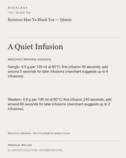 AI concept collection — brewing information card — Keemun Mao Ya Black Tea — Qimen