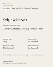 AI concept collection — origin harvest information card — Raw Puer Loose Maocha — Zhangwai, Mengku