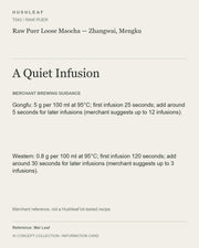 AI concept collection — brewing information card — Raw Puer Loose Maocha — Zhangwai, Mengku