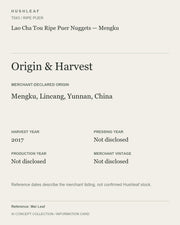 AI concept collection — origin harvest information card — Lao Cha Tou Ripe Puer Nuggets — Mengku