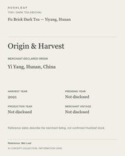 AI concept collection — origin harvest information card — Fu Brick Dark Tea — Yiyang, Hunan