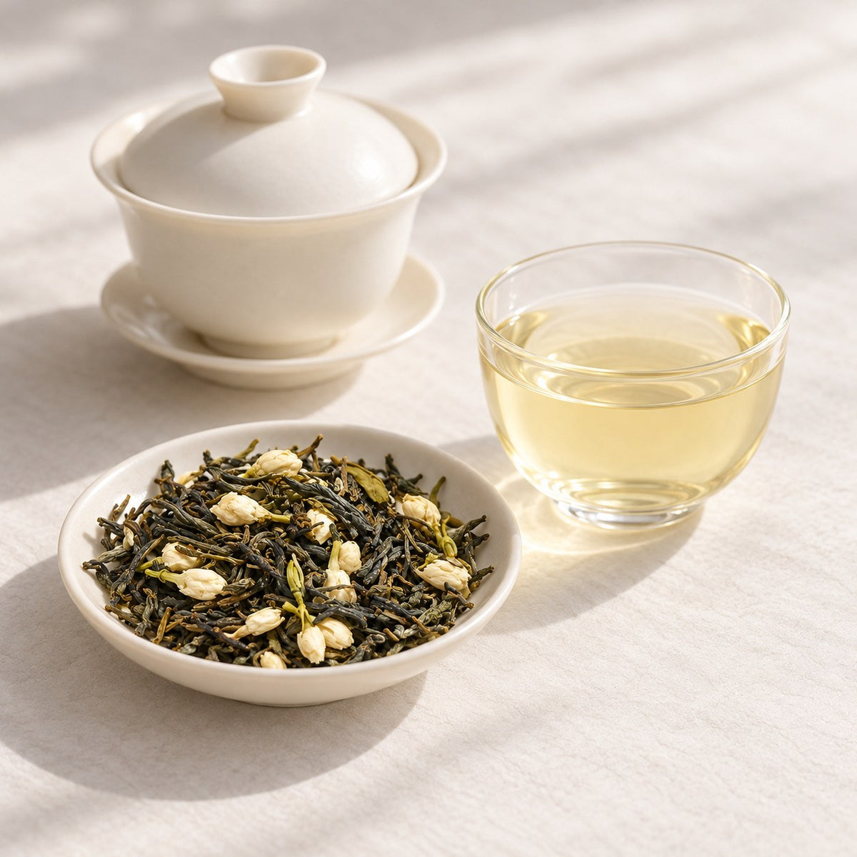 AI brewing scene concept — Jasmine-Scented Loose Green Tea — Fuzhou, Fujian