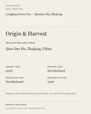 AI concept collection — origin harvest information card — Longjing Green Tea — Qiandao Hu, Zhejiang