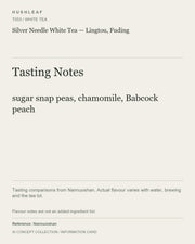 AI concept collection — tasting information card — Silver Needle White Tea — Lingtou, Fuding