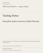 AI concept collection — tasting information card — White Peony White Tea — Lingtou, Fuding