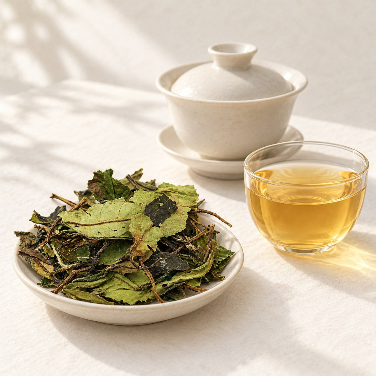 AI brewing scene concept — Shou Mei White Tea — Lingtou, Fuding