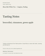 AI concept collection — tasting information card — Shou Mei White Tea — Lingtou, Fuding