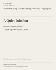 AI concept collection — brewing information card — Unsmoked Zheng Shan Xiao Zhong — Guadun, Tongmuguan