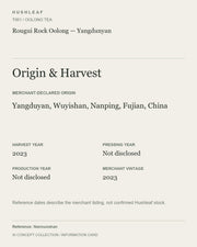 AI concept collection — origin harvest information card — Rougui Rock Oolong — Yangdunyan