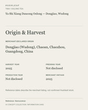 AI concept collection — origin harvest information card — Ya Shi Xiang Dancong Oolong — Dongjiao, Wudong