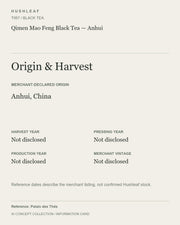 AI concept collection — origin harvest information card — Qimen Mao Feng Black Tea — Anhui