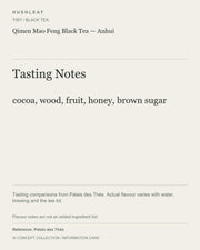 AI concept collection — tasting information card — Qimen Mao Feng Black Tea — Anhui