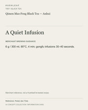 AI concept collection — brewing information card — Qimen Mao Feng Black Tea — Anhui