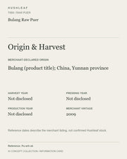 AI concept collection — origin harvest information card — Bulang Raw Puer