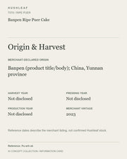 AI concept collection — origin harvest information card — Banpen Ripe Puer Cake