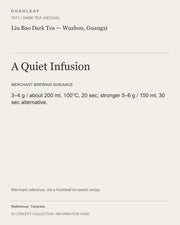 AI concept collection — brewing information card — Liu Bao Dark Tea — Wuzhou, Guangxi