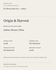 AI concept collection — origin harvest information card — Fu Zhuan Dark Tea — Anhua