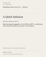 AI concept collection — brewing information card — Mengding Ganlu Green Tea — Sichuan