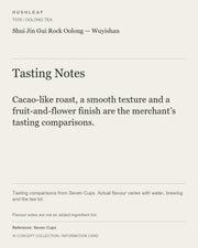 AI concept collection — tasting information card — Shui Jin Gui Rock Oolong — Wuyishan