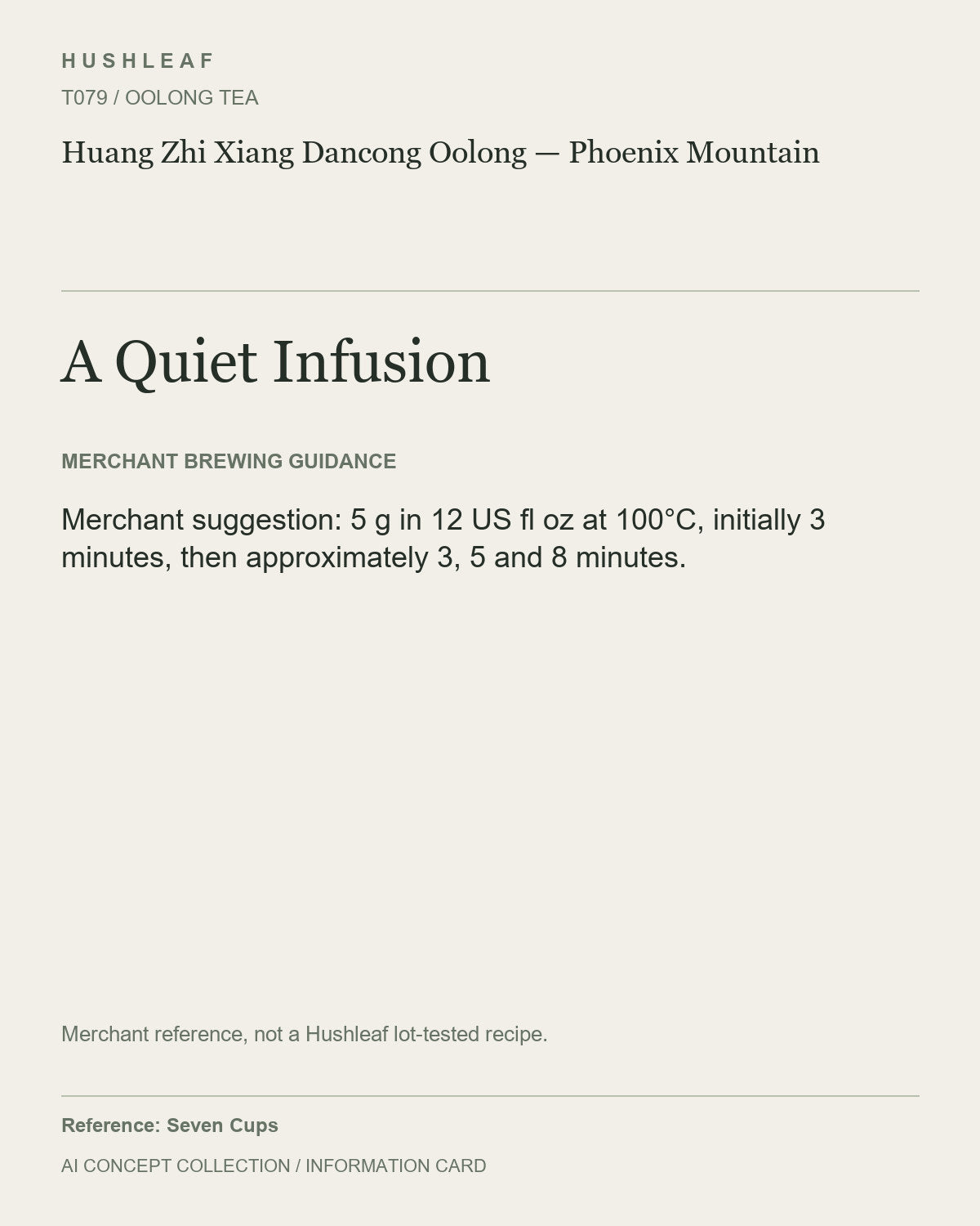 AI concept collection — brewing information card — Huang Zhi Xiang Dancong Oolong — Phoenix Mountain