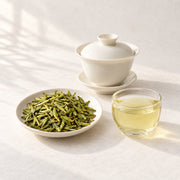 AI brewing scene concept — Zhu Ye Qing Green Tea — Emei Mountain, Sichuan