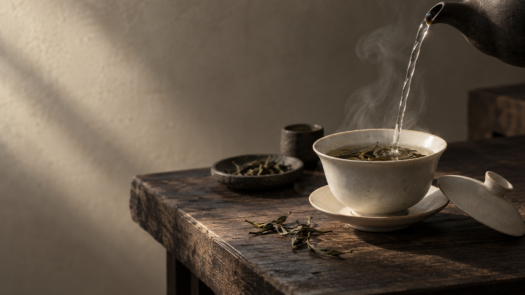 A quiet tea ritual with a handmade gaiwan